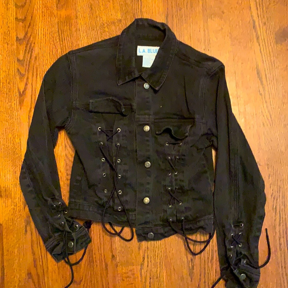 90’s Vintage Black Jean Jacket L.A. Blues